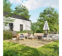 Powersheds Treated Timber Decking Kit, 16ft x 16ft, Light Brown, Reversible Dual-Profile