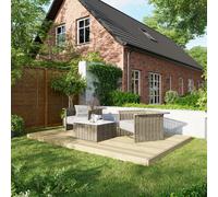 Powersheds Treated Timber Decking Kit 8' x 12', Light Brown Reversible Dual-Profile