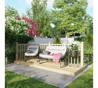 4X12 Power Timber Decking Kit - Handrails On Two Sides (1.2M X 3.6M), Brown