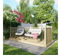 4X12 Power Timber Decking Kit - Handrails On Three Sides (1.2M X 3.6M), Brown