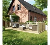 Powersheds Treated Timber Decking Kit (c/w 3 Handrails) 8ft x 20ft - Light Brown