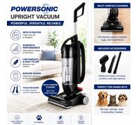 Powersonic Bagless Vacuum Cleaner HEPA Filter Lightweight Upright Black 800w