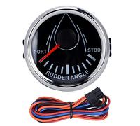 Powersports Gauges 52mm Universal Boat Rudder Angle Indicator 0-190ohm with Rudder Sensor 9-32V Backlight Gauge for Boat Yacht(Black Dial Silver Cover)