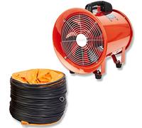 PowerStar Portable Ventilation Industrial Air Axial Metal Blower Commercial Exhaust Workshop Extractor Ventilating Fan Without Pvc Duct 8'' 10'' 12'' 16'' 18'' 20'' & 24'' Inches (8'' Fan), Orange