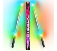Powerstix™ Light-Up Drumsticks - RGB 13 Colour Change Motion-Activated LED Sticks with Fade Trail, Easy Battery Swap, Durable Polycarbonate - Made in Great Britain - For Acoustic & Electronic Kits