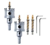 POWERTEC 1-1/2" Tungsten Carbide Hole Saw for Soft & Hard Metal | Tungsten Carbide Tipped Hole Cutter Set with Titanium-Plated Pilot Drill Bit for Metal, Stainless Steel, Iron, Wood - 2PK (14904-P2)