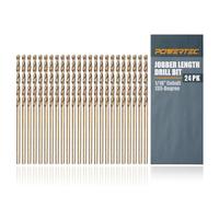 POWERTEC 1/16 Inch Cobalt Drill Bits, 24 PK M35 HSS Cobalt Jobber Length Twist Drill Bits w/ 135° Tip, Drill Bits for Drilling Wood, Metal, Stainless Steel, Nickel Alloy,Cast Iron&Plastic (QDB2013-P2)