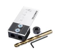 POWERTEC 1/2- inch Dowel Drilling Jig with Depth Scale, Laser Cut Alignment Marker, Cobalt M-35 Drill Bit and Split Ring Stop Collar for Woodworking Drill Guide Tools (71717)