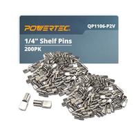 PowerTec 1/4 Inch QP1106-P2V 200 pcs, Spoon Shaped Pins Support Shelves, Kitchen Cabinet, Bookshelf, Closet and Furniture, Nickel Plated Shelf Holders Pegs, Silver
