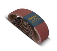 POWERTEC 110090 100 x 610mm Sanding Belts | 80 Grit Aluminum Oxide Sanding Belt | Premium Sandpaper for Portable Belt Sander - 10 Pack