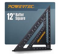 POWERTEC 12 Inch Rafter Square, Aluminum Carpenter Square for Woodworking, Framing, Roofing, Stair Layout, Angle Measurement & Saw Guide Cutting - CNC Machined Triangle Layout Tool (72323)