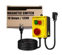 POWERTEC 120V, 18A Magnetic Switch w/ 5.5 Ft Power Cord for Router Table, EZ Mounting on Work Bench, Power Tool Safety Switch w/Emergency Stop Button for Table Saw, Drill Press 1 PK (71970)