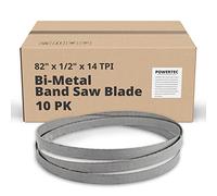 POWERTEC 13270-P10 82" x 1/2" x 14 TPI Bi-Metal Band Saw Blade, for 12" Jet and 16" 3-Wheel Delta Bandsaw, 10PK