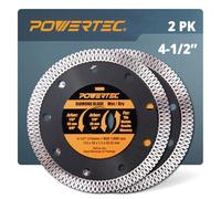 POWERTEC 14000-P2 4-1/2" Diamond Blade for Cutting Tile, Granite, Porcelain, Ceramic, Marble and Thin Masonry Works, Wet/Dry Cutting - 2 PK