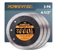 POWERTEC 14000-P3 4-1/2" Diamond Blade for Cutting Tile, Granite, Porcelain, Ceramic, Marble and Thin Masonry Works, Wet/Dry Cutting - 3 PK
