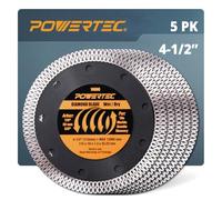 POWERTEC 14000-P5 4-1/2" Diamond Blade for Angle Grinder, Diamond Saw Blades for Cutting Tile, Granite, Marble and Thin Masonry, 5 PK