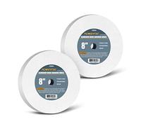 POWERTEC 15504-P2 Bench and Pedestal Grinding Wheels, 8 Inch x 1 Inch, 5/8 Arbor, 60 Grit, White Aluminum Oxide Bench Grinder Wheel for Grinding and Sharpening Cutting Tools, 2 Pack