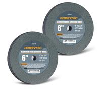 POWERTEC 15518-P2 Bench and Pedestal Grinding Wheels, 6 Inch x 3/4 Inch, 1/2 Arbor, 80 Grit, Aluminum Oxide Bench Grinder Wheel for Bench Grinder, 2 PK