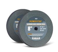 POWERTEC 15521-P2 Aluminum Oxide Grinding Wheel 80 Grit, 8" x 1" with 5/8" Arbor, 2 PK