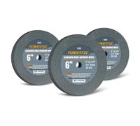 POWERTEC 15529 Bench and Pedestal Grinding Wheels, 6 Inch x 3/4 Inch, 1/2 Arbor, 36 Grit & 80 Grit & 150 Grit, Aluminum Oxide Bench Grinder Wheel for Bench Grinder, 3 Pack