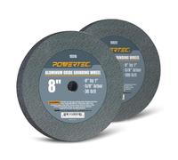 POWERTEC 15532 8" x 1", 5/8" Arbor, Aluminum Oxide Bench Grinder Wheel, Bench and Pedestal Grinding Wheels, Assorted Grits 36 & 100, 2 PK