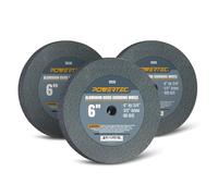 POWERTEC 15534 6" x 3/4", 1/2" Arbor, Aluminum Oxide Bench Grinder Wheel, Bench and Pedestal Grinding Wheels, Assorted Grits 60, 100 & 150, 3 PK