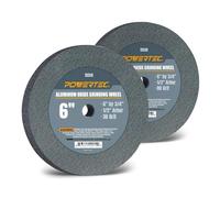 POWERTEC 15546 Bench and Pedestal Grinding Wheels, 6 Inch x 3/4 Inch, 1/2 Arbor, 36/80 Grits Assorted, Aluminum Oxide Bench Grinder Wheel for Bench Grinder, 2 PK