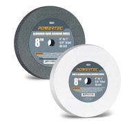 POWERTEC 15552 Bench and Pedestal Grinding Wheels, 8 Inch x 1 Inch, 5/8 Arbor, 80 Grit, 2 Pack, Including 1pc White A/O Grinder Wheel for Grinding and Sharpening Cutting Tools