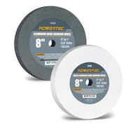 POWERTEC 15554 Bench and Pedestal Grinding Wheels, 8 Inch x 1 Inch, 5/8 Arbor, 2 Pack, 150 Grit A/O and 120 Grit White A/O Grinder Wheel for Grinding and Sharpening Cutting Tools