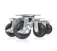POWERTEC 17211V Low Profile Rubber Swivel Plate Casters, 2-Inch, 4 PK