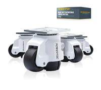 POWERTEC 17300 2-Inch Leveling Casters Set of 4 | Heavy Duty with Adjustable Ratcheting Handles | Retractable and Swivel Castors 4 PK