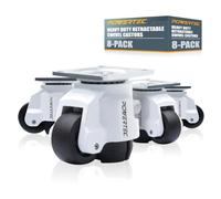 POWERTEC 17300-P2 2-Inch Leveling Casters 8 PK | Heavy Duty with Adjustable Ratcheting Handles | Retractable and Swivel Castors
