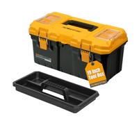 POWERTEC 19-Inch Tool Box with Trays - Lockable, Metal Latch, Organizer, Portable Storage for Tools, Small or Mid-Sized Parts (72362)