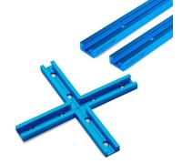 POWERTEC 24 Inch x2 Universal T Rail with Crossing Kit, Double Cut Profile T Rail with Pre-Drilled Mounting Holes for Woodworking Jigs and Jigs, Router Table, Workbench