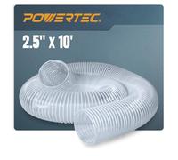 POWERTEC 2PK 2-1/2" x 10' Dust Collection Hose, Flexible PVC Dust Collector Hose for Table Saw, Band Saw, Router Table, Belt Sander, Woodworking & Garage, Wood Shop Dust Collection System (70129)