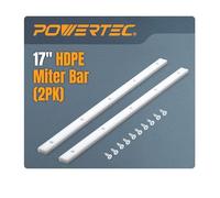 POWERTEC 2PK Crosscut Sled Miter Bar for Table Saw Sled, 3/4" x 3/8" x 17" with Predrilled Holes & Screws for Router Table, Bandsaw, Taper Jig, Table Saw Accessories for Woodworking (72213)