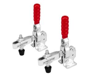 POWERTEC 2PK Toggle Clamp, 500 lbs Holding Capacity, 12130 Quick Release Vertical Clamps w/Antislip Rubber Pressure Tip for Woodworking Jigs and Fixtures, Welding, Drill Press, Crosscut Sled (20335)