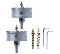 POWERTEC 3" Tungsten Carbide Hole Saw for Soft & Hard Metal | Tungsten Carbide Tipped Hole Cutter Set with Titanium-Plated Pilot Drill Bit for Metal, Stainless Steel, Iron, Wood - 2PK (14906-P2)