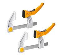 POWERTEC 4-Inch Bar Clamps (2-Pack) - Fast Action Gear Clamp w/ 440 lb Capacity, Quick-Release Woodworking Clamps with Aluminum Jaws & Spreader Function (72121)