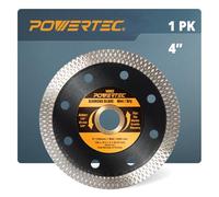 POWERTEC 4 Inch Diamond Saw Blades for Handheld Tile Saw & Angle Grinder 1 Pack, Super Thin Turbo Mesh Rim Tile Blades for Cutting Porcelain, Granite Tile & Ceramic Tile, 4" Diamond Blades (14002)