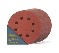 POWERTEC 45000V 5"x 8 Holes, A/O Hook & Loop Sanding Disc | 40, 80, 120, 220, 320 Assorted Grits, 100 PK