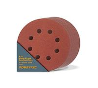 POWERTEC 45012-P2 A/O Hook and Loop 8 Hole Disc, 5-Inch, 120 Grit, 50 PK