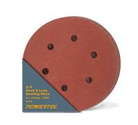 POWERTEC 45206 A/O Hook and Loop 6 Hole Disc, 6-Inch, 60 Grit, 25 PK
