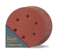POWERTEC 45232-P2, 320 Grit, 6 Inch 6 Hole Hook and Loop Sanding Discs, Sandpaper for Random Orbital Sander, Air Sander, Pneumatic Sander, Dual Action Sander, 50PK