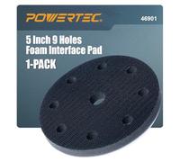 POWERTEC 5-Inch Foam Interface Pad, 9-Hole Hook and Loop Sanding Backing Pad for Festool RO125 / ETS 125 Sander Orbital Sanders - High-Density PU Cushion, Sanding & Dust Extraction - 1-Pack (46901)