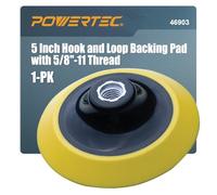 POWERTEC 5 Inch Hook and Loop Backing Pad with 5/8"-11 Thread, PU Sanding Pad for Angle Grinder with 5/8 Shaft, 5 Inch Backing Plate Replacement for DeWalt DCW402, 128402, DW400 (46903)