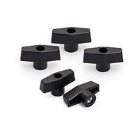 POWERTEC 5 Pack 1/4"-20 T Knobs, Threaded Clamping Knobs for T Track & Table Saw Accessories, Featherboard, Woodworking Jigs on Miter Saw, Router Table, Drill Press (QNB3001)
