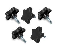 POWERTEC 5 Pack 5/16"-18 5 Star Knobs with 1" Threaded Stud, Thumb Screw Knobs with Bolts for Lawn Mower, Umbrella Base, Woodworking Tools & Jigs, Clamps (QNB3007)