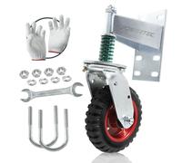 POWERTEC 6 Inch Spring Loaded Gate Wheel, 500lbs Heavy Duty Swivel Caster Wheel for Driveway Wooden, Fence, Metal, Tube, Swing Gate Door, 360° Rotation Castor, Includes Hardwares & Gloves (17221)