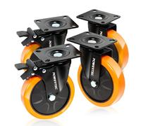 POWERTEC 6 Inch Swivel Caster Wheels Set of 4 with Dual Locking Brake - 1390 lbs Loads Heavy Duty Industrial Grade - Ideal for Heavy Equipment, Automotive Workshop, Cart, Dolly and Workbench (17216)